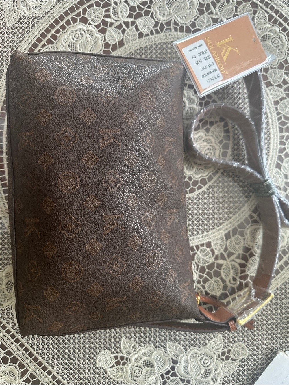 Unbranded women Brown Monogram Crossbody Bag